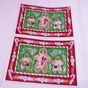 Gingerbread Sweet Friends (2) Placemats Vintage Kmart 1990s